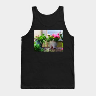 Rustic Vintage Flowerpot Photo Print Tank Top